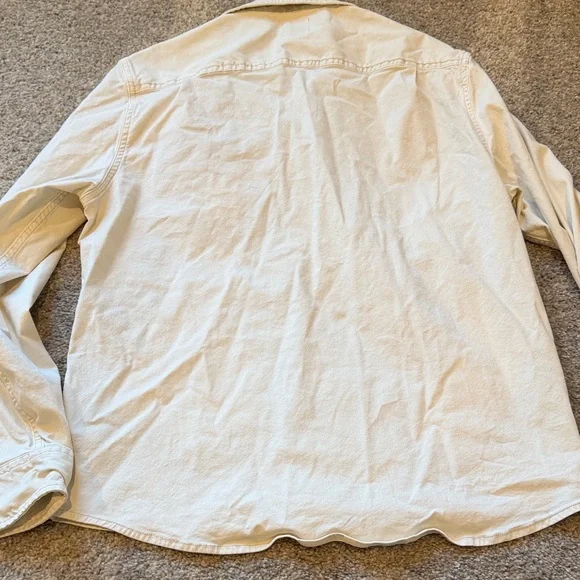 Flint and Tinder Men’s M Cream Button-Up Denim Shirt - Picture 6 of 12